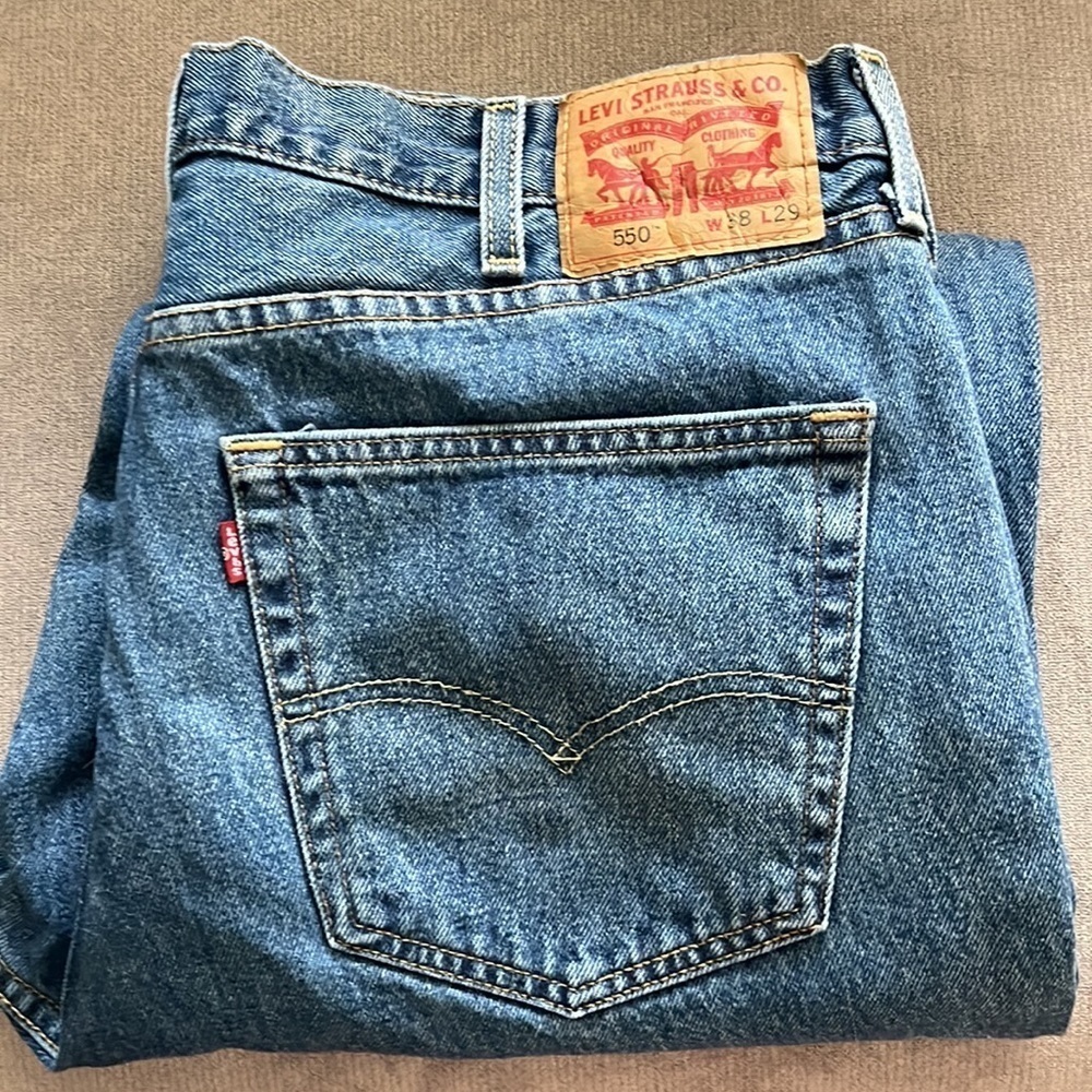 LEVIs 550 Mens 38x29 Denim Blue Jeans Pants Relaxed Fit Medium Wash 100% Cotton - Picture 7 of 7